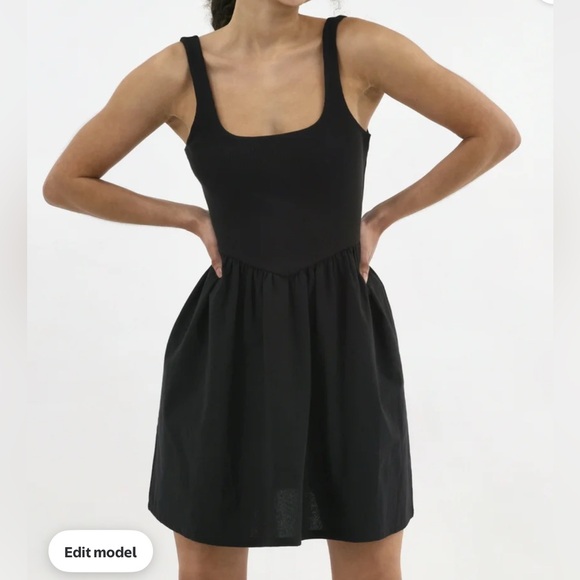 Black V waist Mini Tank Dress | L | NWT - Picture 1 of 17